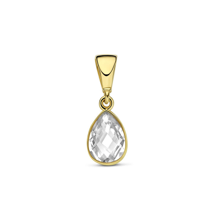 9k Geelgouden hanger met peervormige zirkonia
