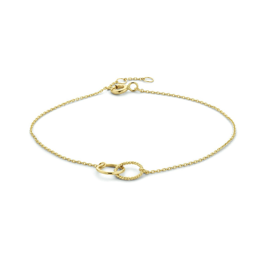 9k Geelgouden Armband met Dubbele Rondjes