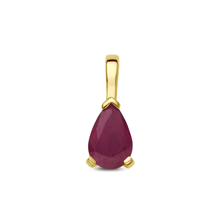 14k Geelgouden hanger met robijn
