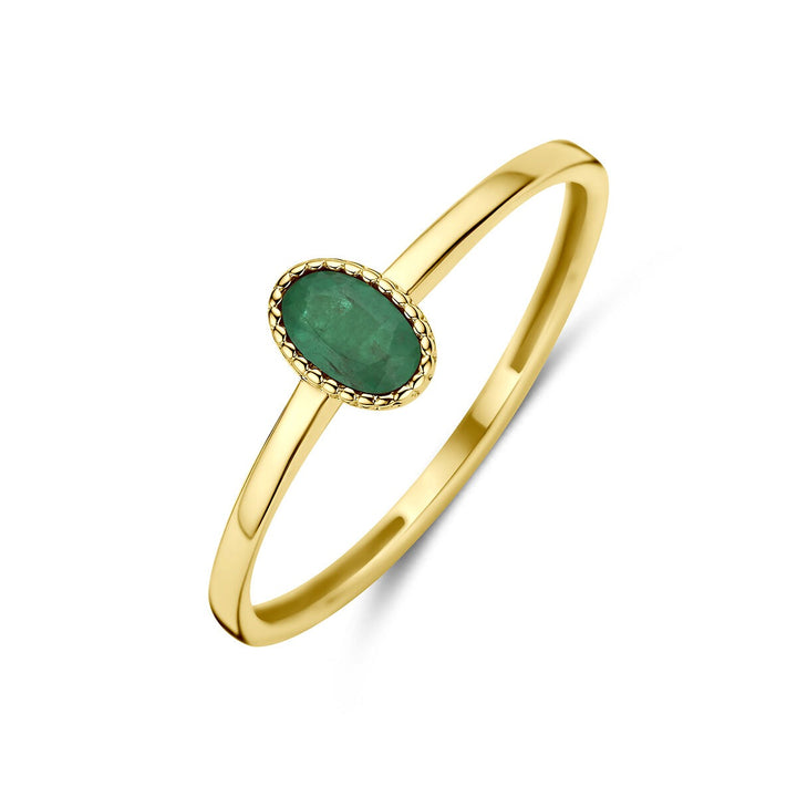 14k Geelgouden ring met smaragd