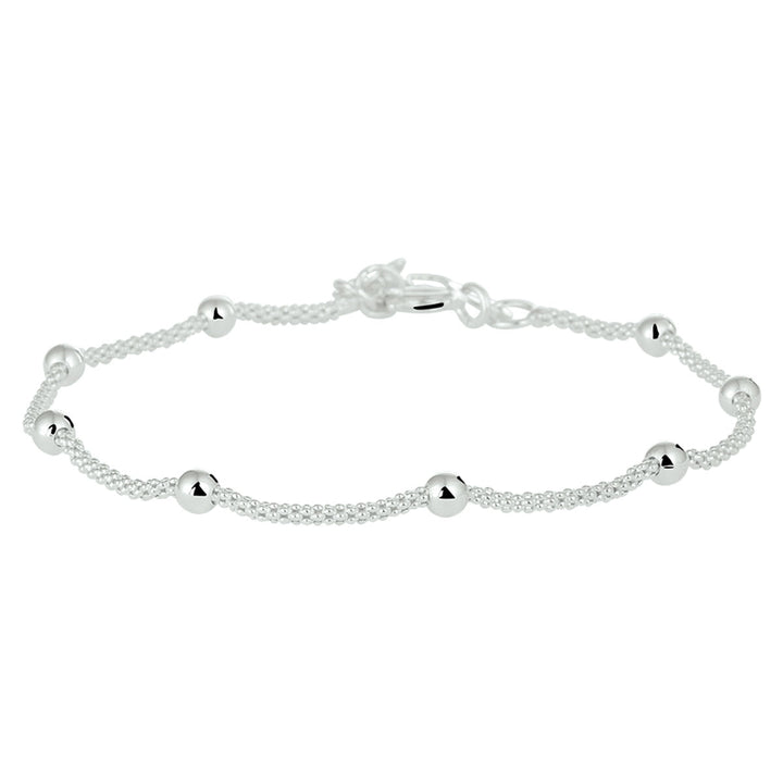 bracelet balls 3.0 mm 18 + 3 cm silver white