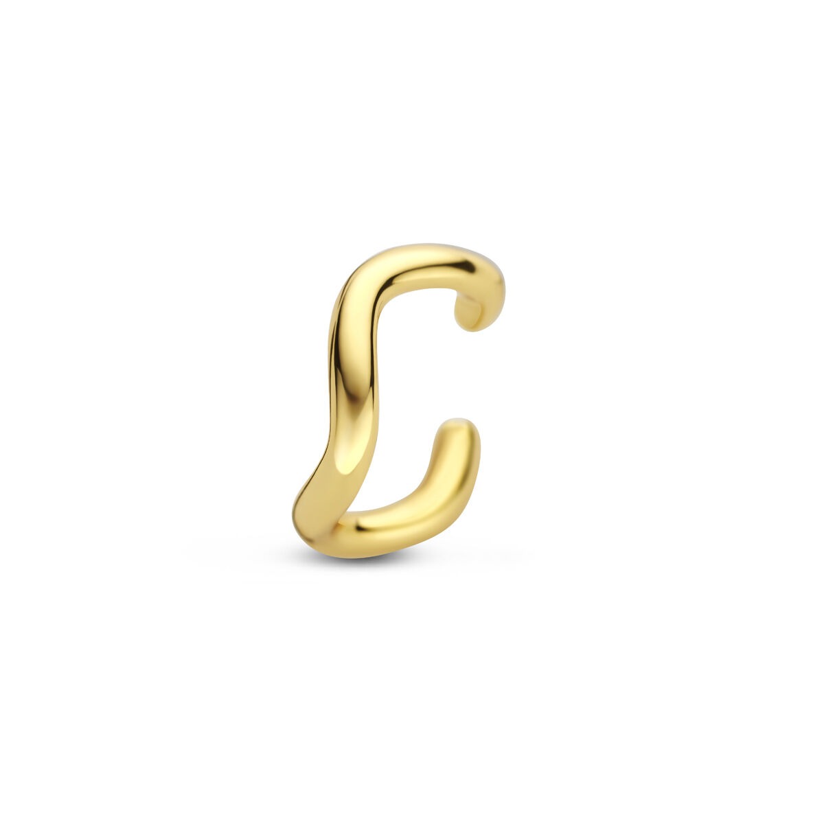 Verguld zilveren ear cuff met een minimalistisch gouden accent, zonder piercing.