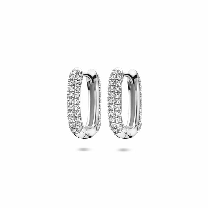 Gerhodineerd 925 zilveren klapoorringen met zirkonia