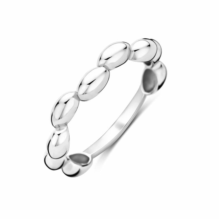 Gerhodineerd 925 Zilveren Ring met Ovale Bolletjes – Tijdloze Elegantie voor Dames