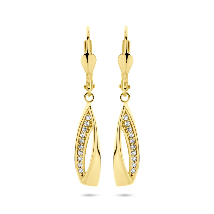 14k Geelgouden Oorhangers met Zirkonia