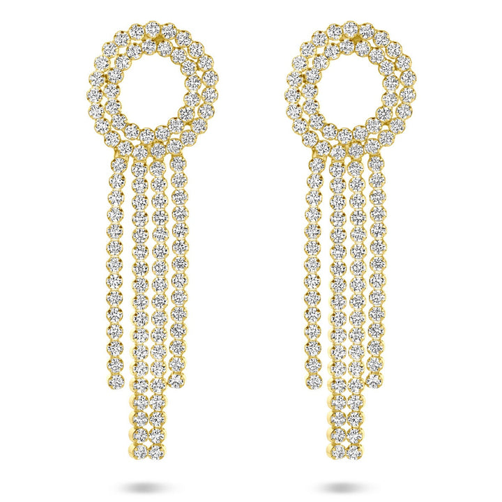 Vergulde zilveren oorhangers met zirkonia – 62 mm