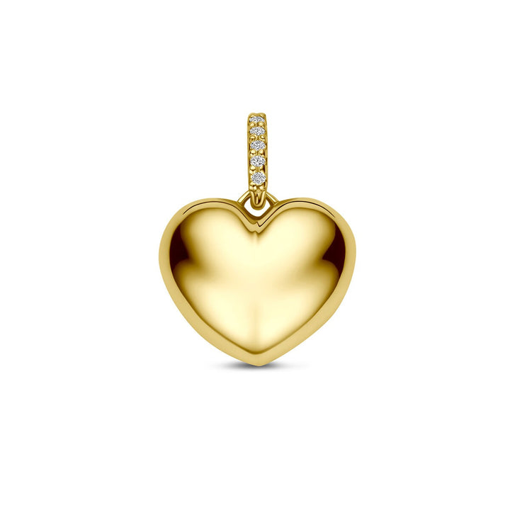 14k Geelgouden hart hanger met diamant
