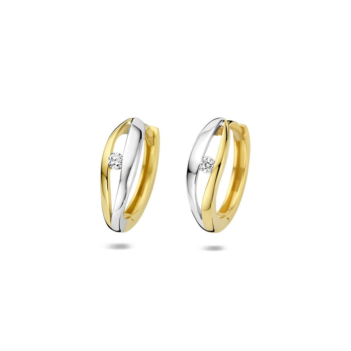 14k bicolor klapoorringen met lab grown diamant