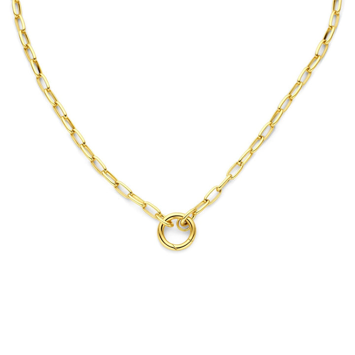 14k Geelgouden collier met paperclip schakel – Closed Forever ontwerp