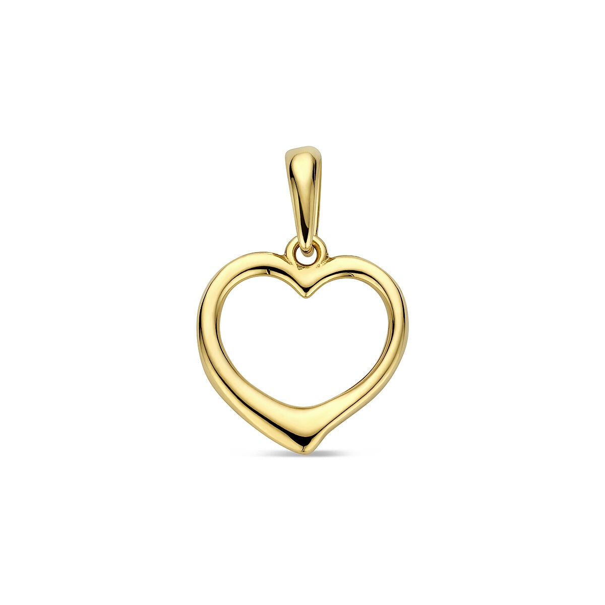 Geelgouden hart hanger met een open ontwerp en een glanzende afwerking.