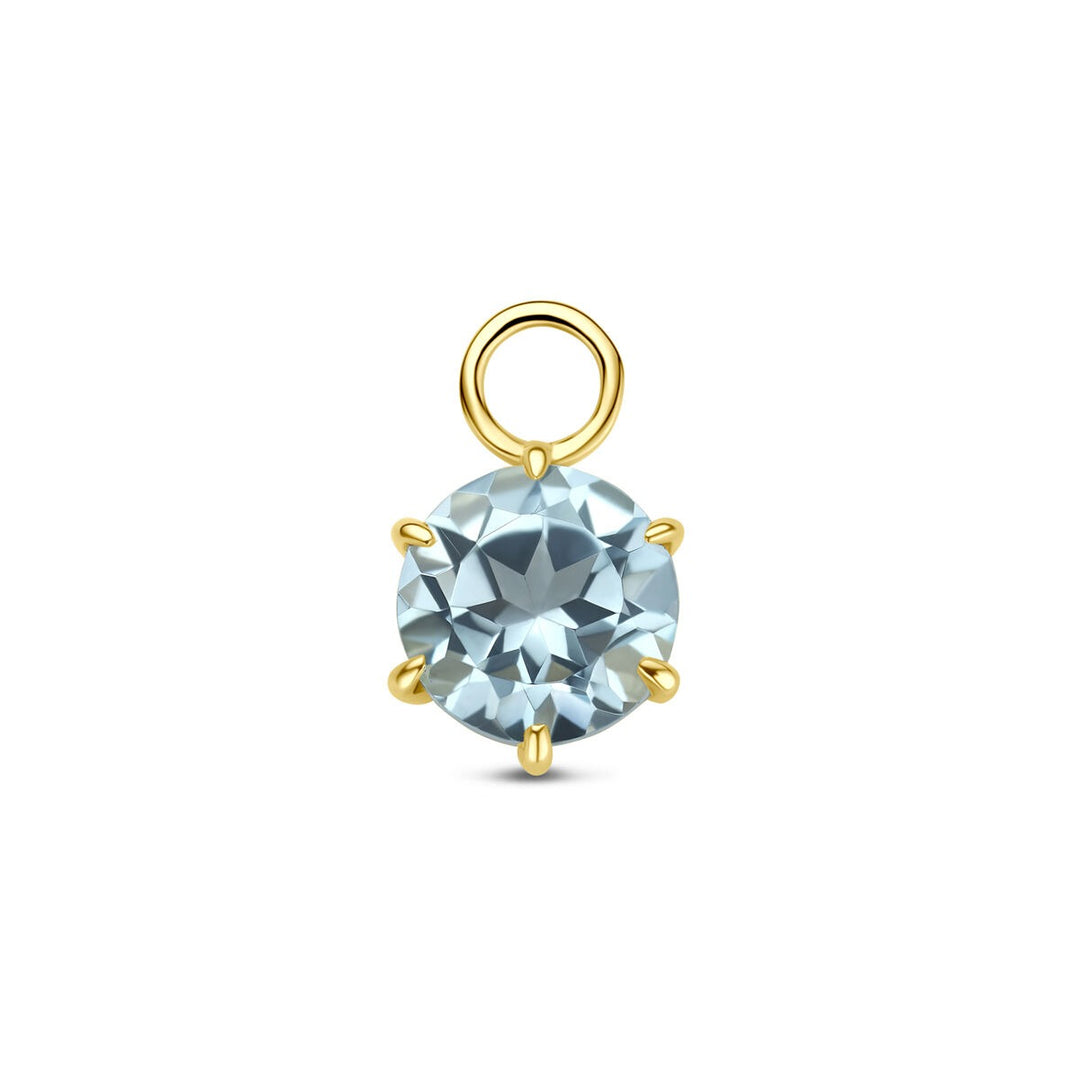 14k geelgouden oorringhanger met blauwe topaas