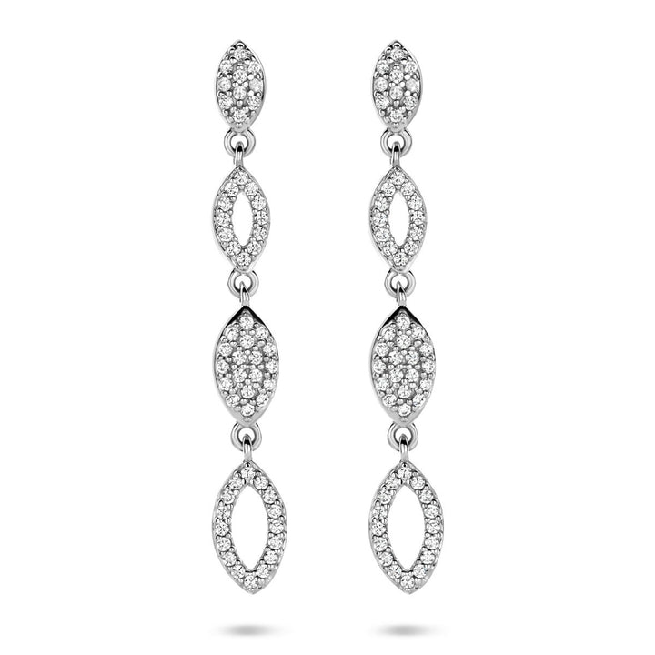 Zilveren oorhangers met zirkonia – gerhodineerd 925 zilver, 39 mm