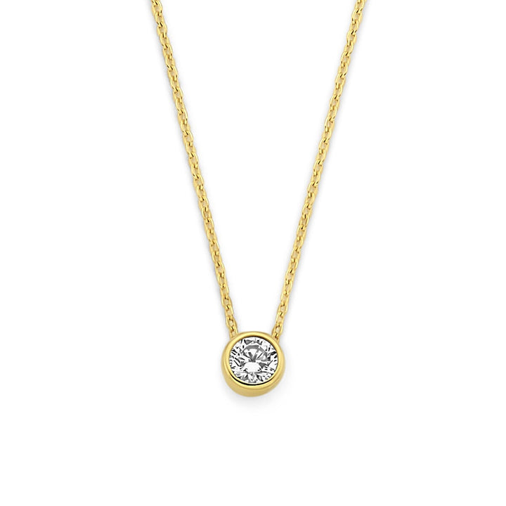 9k Geelgouden ketting met zirkonia hanger