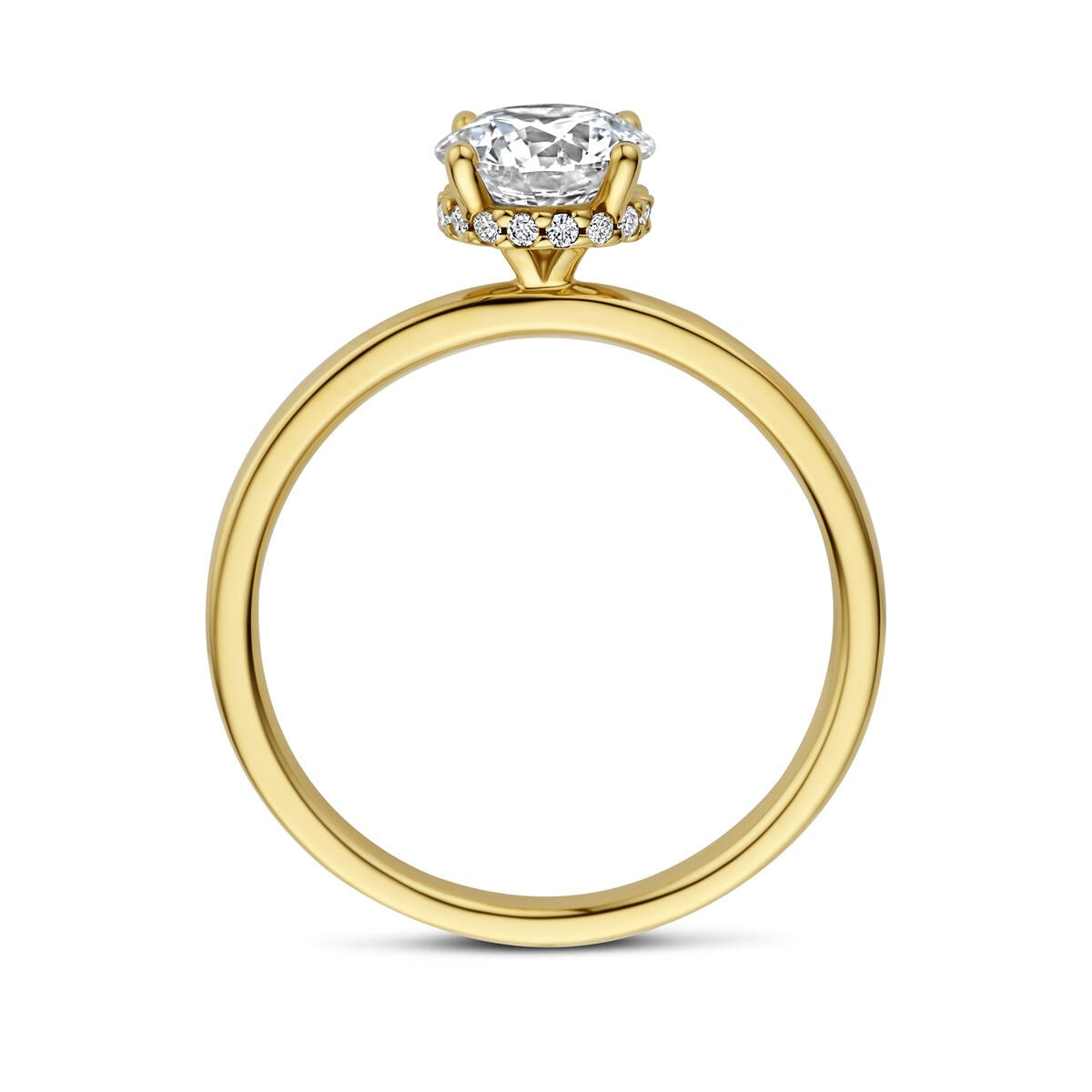 14k Geelgouden ring met lab grown diamant 1.07ct