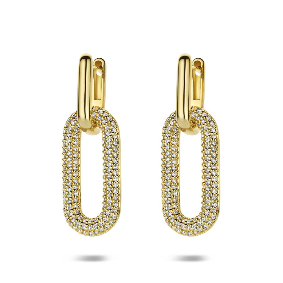 14k geelgouden oorringen met diamant