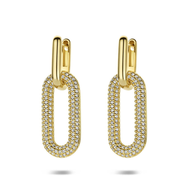 14k geelgouden oorringen met diamant