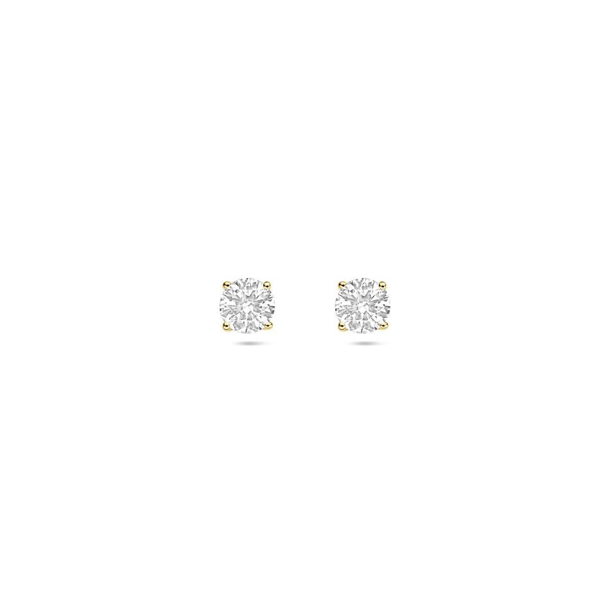 14k geelgouden oorknoppen met ronde 0.50ct lab grown diamanten in een vierkante zetting.