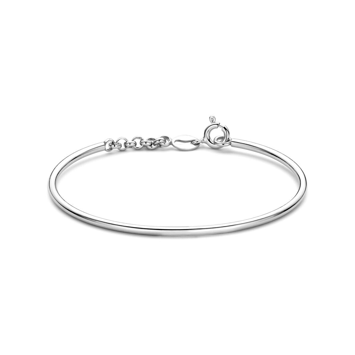 Gerhodineerde 925 zilveren armband voor kinderen met een eenvoudige, ronde vorm en een sluiting.