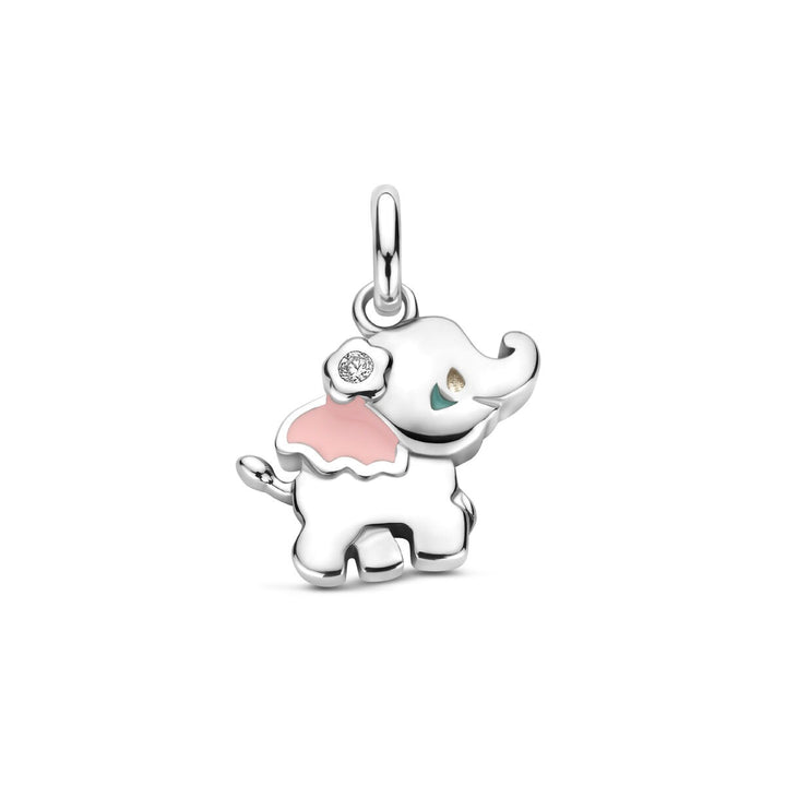Zilveren kinderhanger olifantje met zirkonia – 925 gerhodineerd