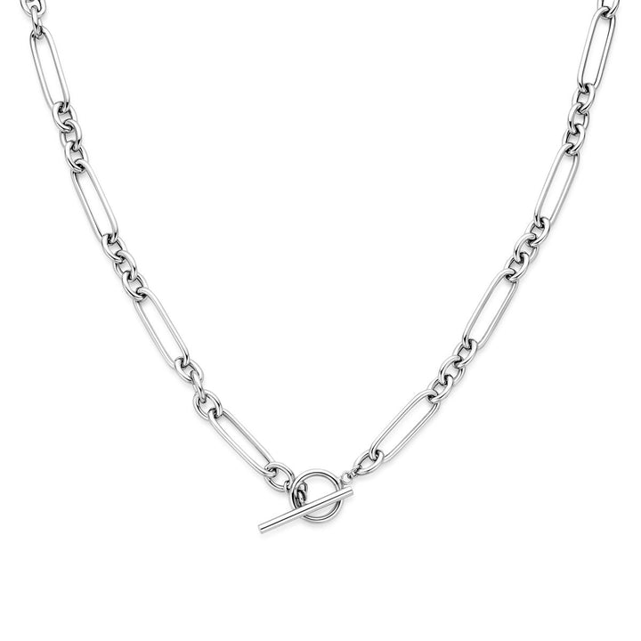 Gerhodineerd 925 zilveren collier met ankerschakel en kapittelslot