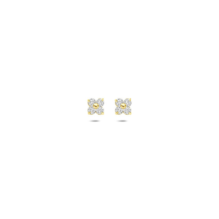 flower stud earrings 14K yellow gold