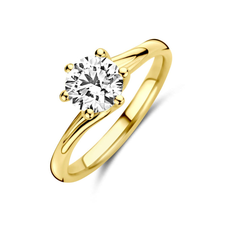 14k Geelgouden ring met 1.00ct lab grown diamant