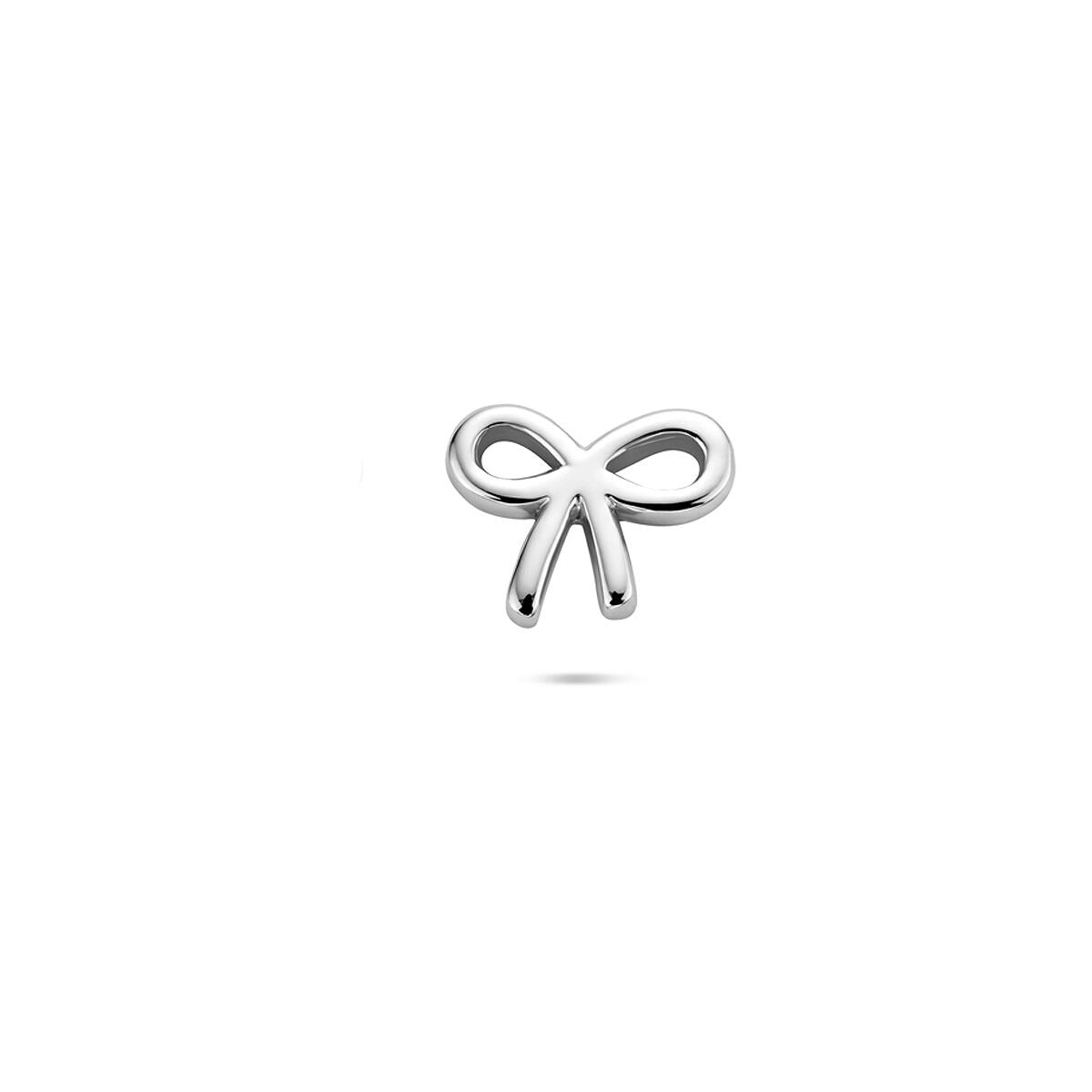 Zilveren flat back piercing in de vorm van een strikje, gerhodineerd 925.