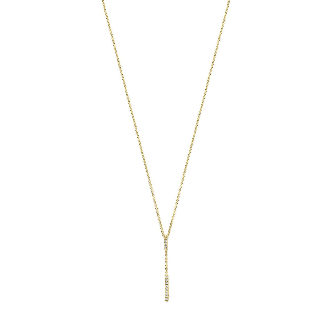 14k Geelgouden y-collier met diamant