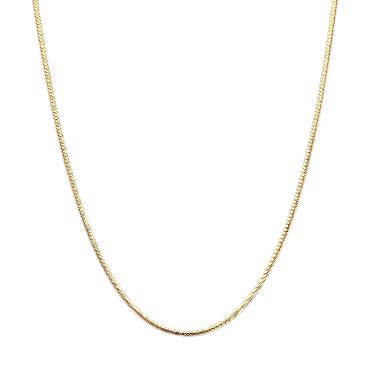 Slangencollier van 14k geelgoud met een gladde, flexibele afwerking.