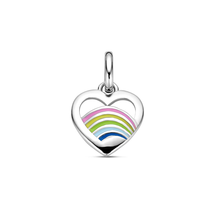pendant heart enamel silver rhodium plated