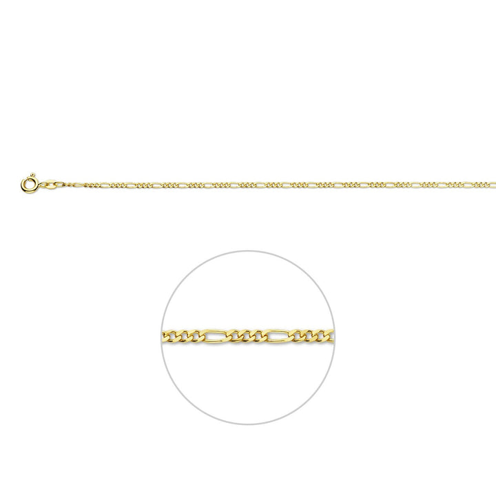 9k Geelgouden Figaro Enkelbandje 1,9 mm Dames