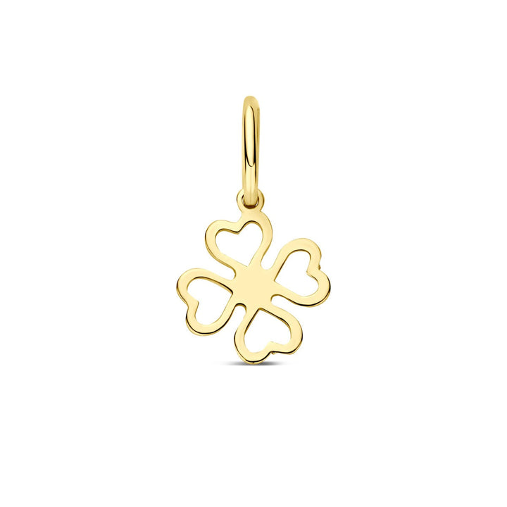 9k Geelgouden klaver graveer hanger