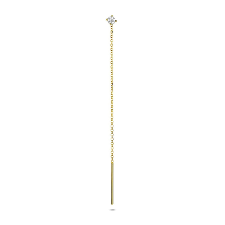14k Geelgouden doortrekoorbel met lab grown diamant – per stuk verkocht
