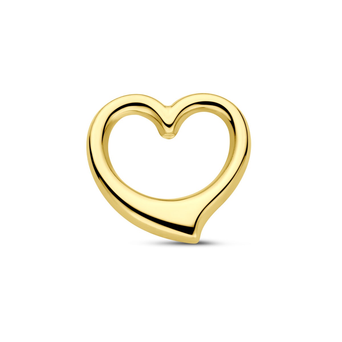 Geelgouden hartjes hanger met een open ontwerp en een glanzende afwerking.