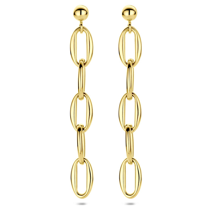 Gouden oorhangers dames – 14k met poussette sluiting 49 mm