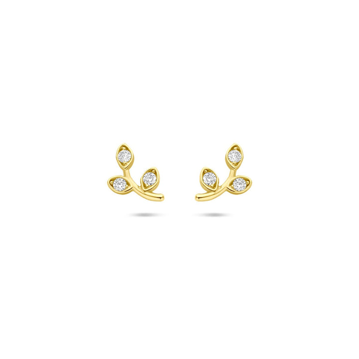 14k geelgouden oorknoppen met zirkonia