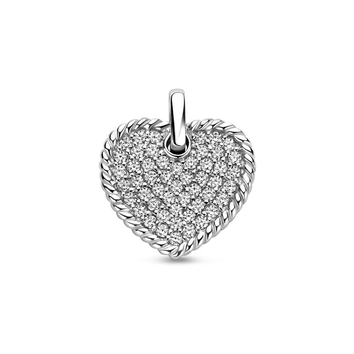 Zilveren hanger hartje met zirkonia – gerhodineerde dameshanger vol liefde en schittering