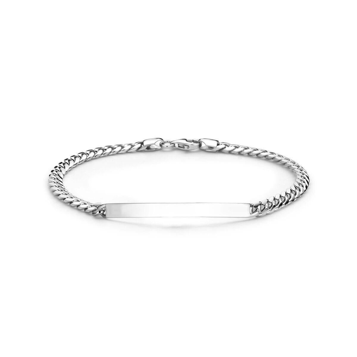 Gerhodineerd 925 zilveren heren graveerarmband met gourmetteschakel