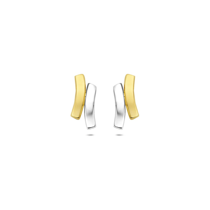 9k bicolor gouden oorknopjes