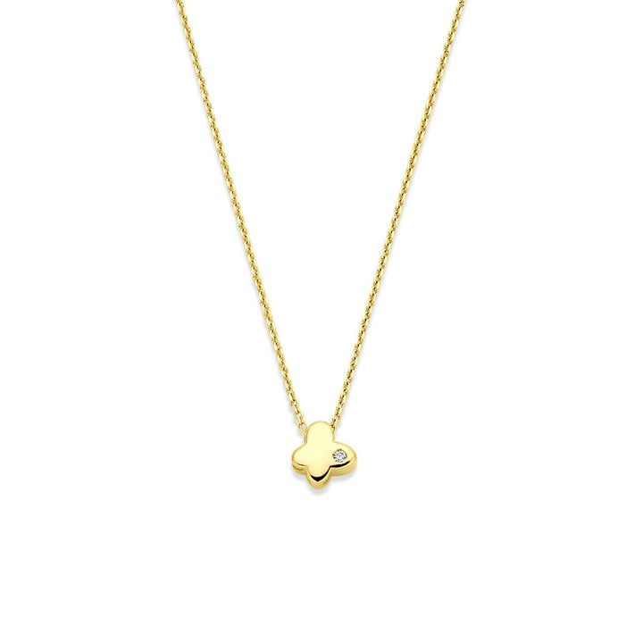 14k Geelgouden ketting met vlinder en lab grown diamant