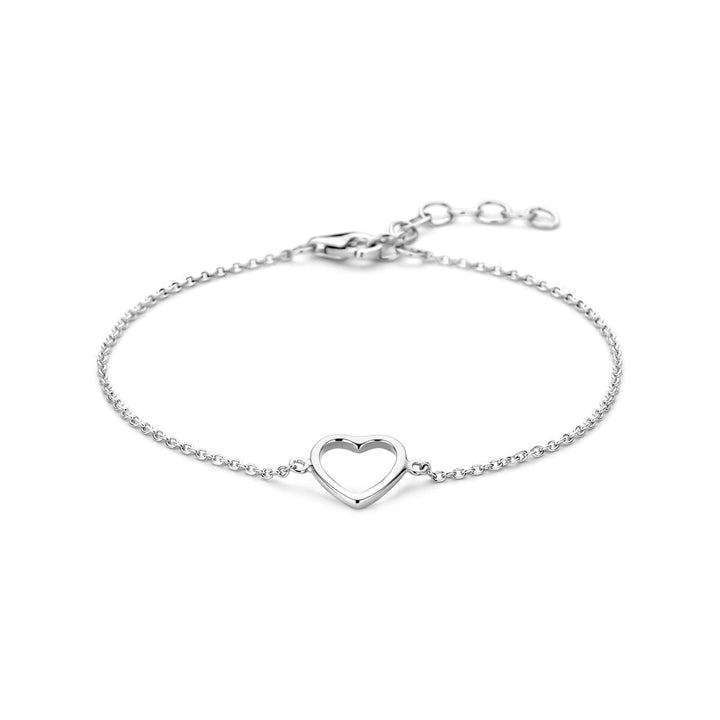 Gerhodineerd 925k zilveren armband met open hart