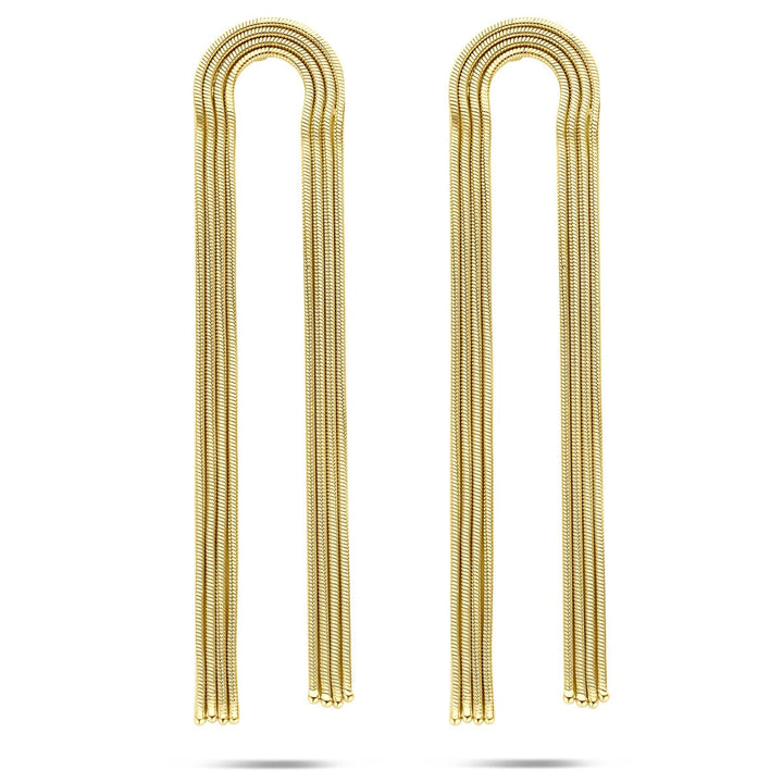 Vergulde zilveren dames oorhangers – schakelmotief  91 mm 1 micron