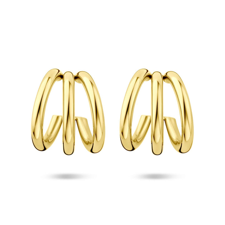 Goudkleurige stalen stekeroorringen met ion plating 21x18mm