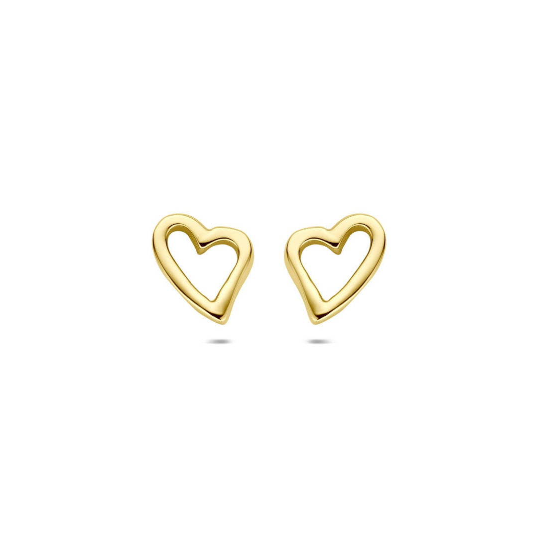 14k Geelgouden oorknoppen met hartje 10 mm