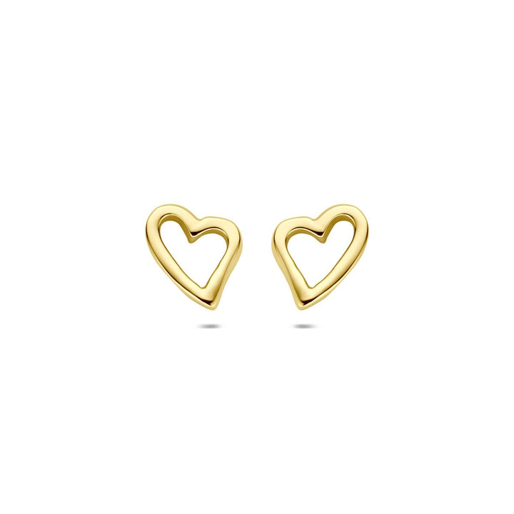 14k Geelgouden oorknoppen met hartje 10 mm