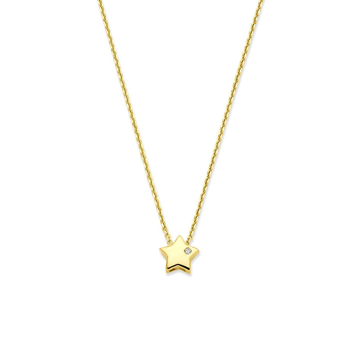 14k Geelgouden ketting met ster en lab grown diamant