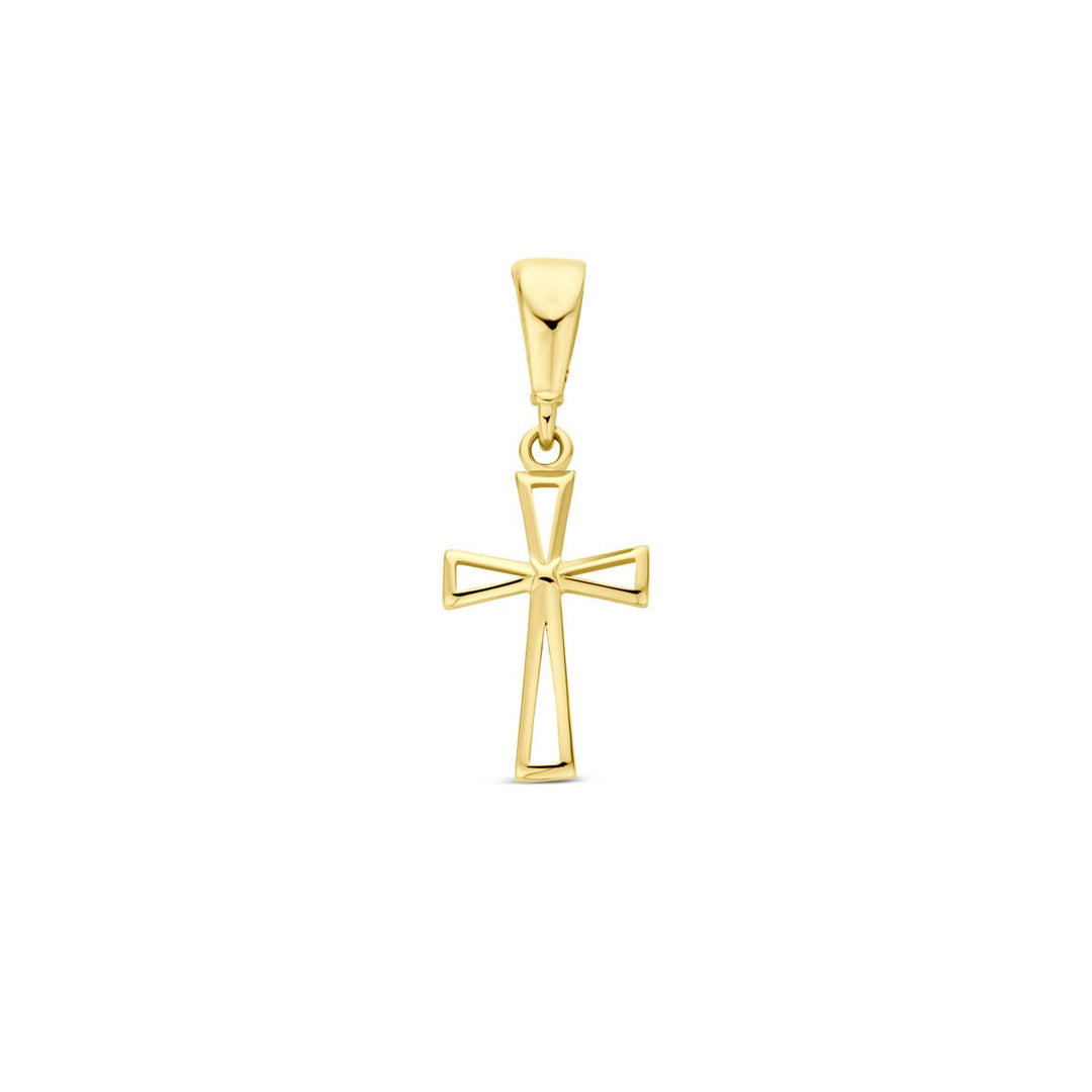 14k geelgouden ketting met kruis hanger