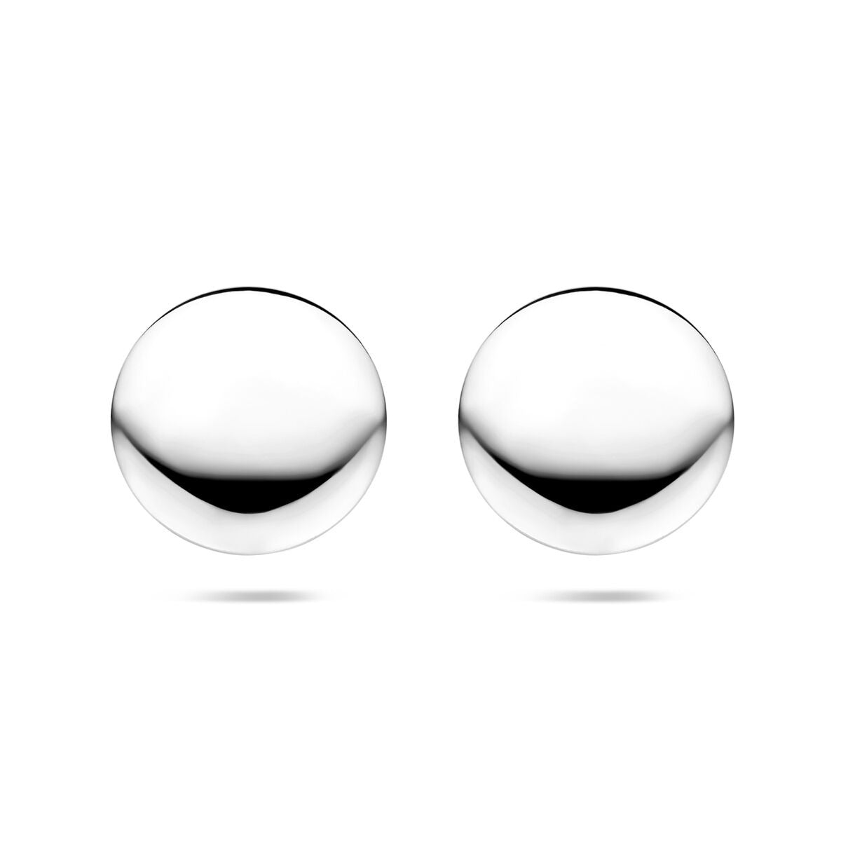 Ronde, gerhodineerde oorknopjes van 925 zilver met een glanzende afwerking.