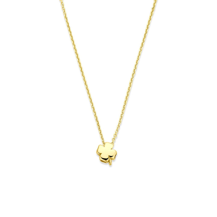 14k Geelgouden ketting met klaver