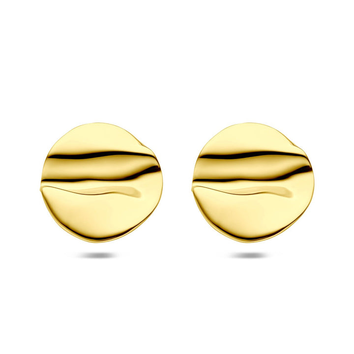 Stalen oorknoppen geelkleurig 28x27mm